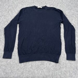Emilie Lafauri Navy Blue Crew Neck‎ Pullover Knit Sweater Women's Size Medium